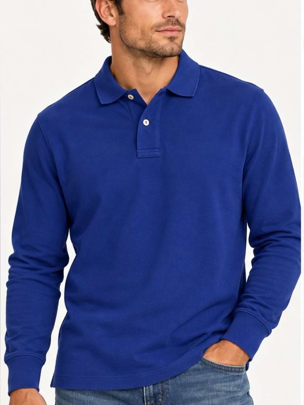 NWT Polo Ralph Lauren Men’s Custom Fit Long Sleeve Polo Shirt Royal Blue XL